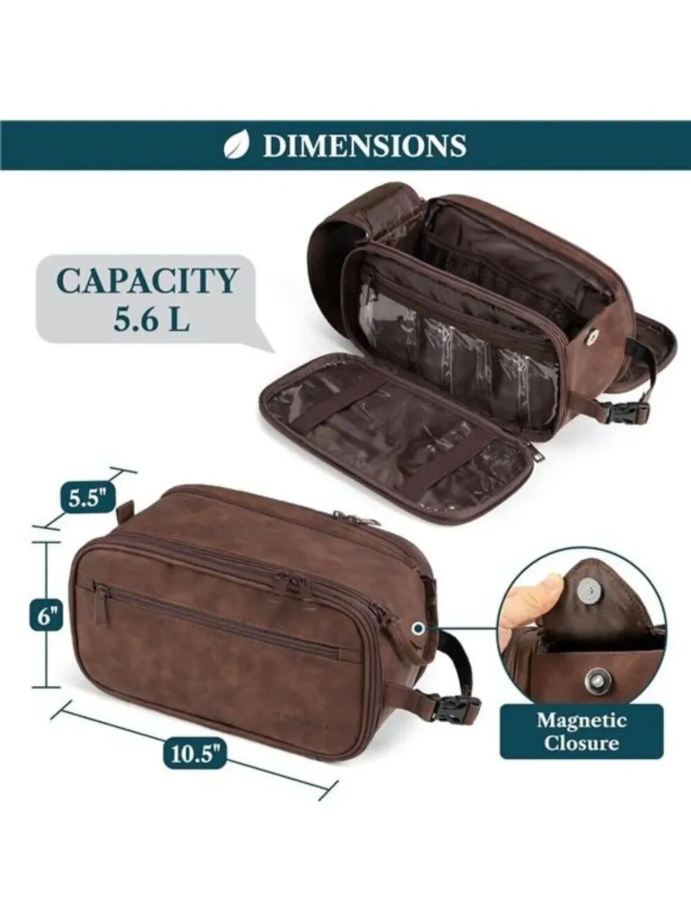 Mens Toiletry Bag Travel Bag Shaving Kit Grooming Organizer Water Resistant Case